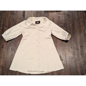 IENA Coat Womens Medium Beige A-Line Swing 3/4 Sleeve Lined Button Front Pockets